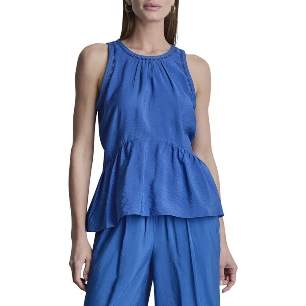 Dkny Womens  Ladder Lace Blouse, Blue